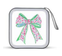 Jubonexis Watercolor Bow Teal Mint Green Pink CD Case DVD Storage Case Portable