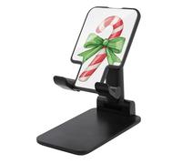 Jubonexis Watercolor Candy Cane with Green Bow Cell Phone Stand Foldable Adjustable Phone Stand for Desk
