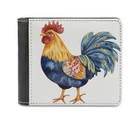 Jubonexis Watercolor Chicken Soft PU Leather Bifold Wallet, Coin Purse Credit Pass Case, Durable Card-Holder Slim Billfold for Men Woman Money Storage