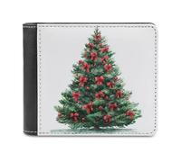 Jubonexis Watercolor Christmas Tree with Red Bows Soft PU Leather Bifold Wallet, Coin Purse Credit Pass Case, Durable Card-Holder Slim Billfold for Men Woman Money Storage