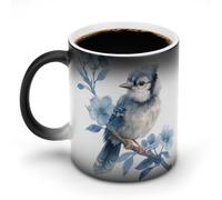 Jubonexis Watercolor Cute Blue Bird on Tree Branch Color Changing Mugs Heat Changing Ceramic Coffee Mug Novelty Funny Tea Water Cup 11OZ