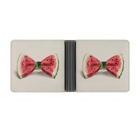 Jubonexis Watercolor Cute Bow Tie Fresh Watermelon Pattern Soft PU Leather Bifold Wallet, Coin Purse Credit Pass Case, Durable Card-Holder Slim Billfold for Men Woman Money Storage