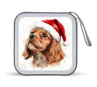 Jubonexis Watercolor Cute Christmas Dog CD Case DVD Storage Case Portable for Car Home Travel