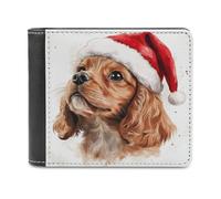 Jubonexis Watercolor Cute Christmas Dog Soft PU Leather Bifold Wallet, Coin Purse Credit Pass Case, Durable Card-Holder Slim Billfold for Men Woman Money Storage