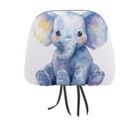 Jubonexis Watercolor Cute Elephant Printed Car Headrest Cover,2 Pieces, Elastic Comfort Head Rest Cover for Women Men, Universal Fits Most Cars Van SUV Truck, Car Interior Decor Accessories