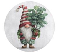 Jubonexis Watercolor Dwarf Holding A Christmas Tree Large Round Carpet Area Rug Mat Modern Non Slip Circular Rugs 36inch(90cm)