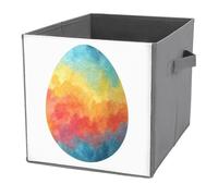 Jubonexis Watercolor Easter Egg Colorful Pastel Colors Pattern Cube Storage Bins Storage Cubes Foldable Decorative Fabric Storage Baskets Home Organizers with Handles for Shelves,Closet, 27x27 CM