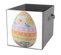 Jubonexis Watercolor Easter Egg with Flower Pattern Cube Storage Bins Storage Cubes Foldable Decorative Fabric Storage Baskets Home Organizers with Handles for Shelves,Closet, 27x27 CM