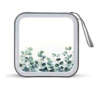 Jubonexis Watercolor Eucalyptus Leaves Along The Bottom Edge CD Case DVD Storage Case Portable