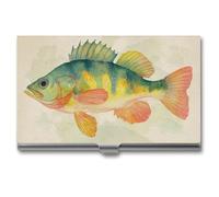 Jubonexis Watercolor Fish Floating Business Card Holder, Pocket Slim Metal Business Card Case for Women Men