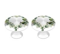 Jubonexis Watercolor Floral Wreath Eucalyptus Leaves Heart Shaped Round Drawer Cabinet Knobs Handles with Screws,2 Pcs, Drawer Dresser Knob Pulls Decor for Wardrobe Cupboard Home Office Kitchen