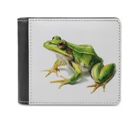 Jubonexis Watercolor Frog Minimalist Soft PU Leather Bifold Wallet, Coin Purse Credit Pass Case, Durable Card-Holder Slim Billfold for Men Woman Money Storage