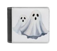 Jubonexis Watercolor Ghost Cute and Creepy Soft PU Leather Bifold Wallet, Coin Purse Credit Pass Case, Durable Card-Holder Slim Billfold for Men Woman Money Storage
