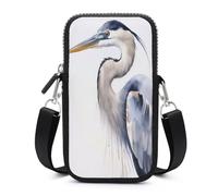 Jubonexis Watercolor Great Blue Heron Crossbody Mobile Phone Bag Smartphone Bag With Adjustable Strap