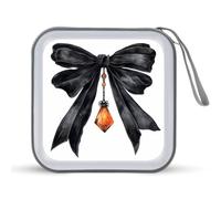 Jubonexis Watercolor Halloween Ribbon Bow Black CD Case DVD Storage Case Portable for Car Home Travel