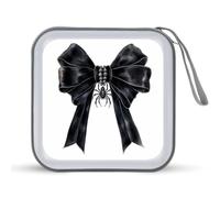 Jubonexis Watercolor Halloween Ribbon Bow in Black CD Case DVD Storage Case Portable for Car Home Travel