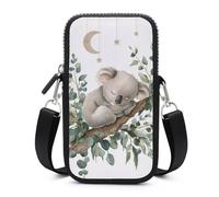 Jubonexis Watercolor Koala Sleeping on Eucalyptus Branch Crossbody Mobile Phone Bag Smartphone Bag With Adjustable Strap