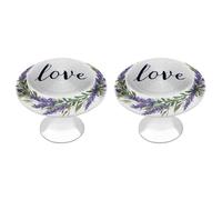 Jubonexis Watercolor Lavender Wreath Round Drawer Cabinet Knobs Handles with Screws,2 Pcs, Drawer Dresser Knob Pulls Decor for Wardrobe Cupboard Home Office Kitchen