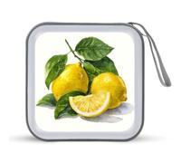Jubonexis Watercolor Lemons and Sliced Green Leaves CD Case DVD Storage Case Portable for Car Home Travel