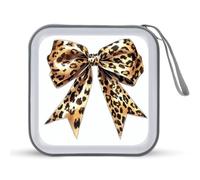 Jubonexis Watercolor Leopard Ribbon CD Case DVD Storage Case Portable for Car Home Travel