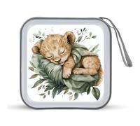Jubonexis Watercolor Lion Sleeping in Blanket CD Case DVD Storage Case Portable