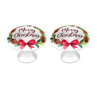 Jubonexis Watercolor Merry Christmas Hollies Pine Cones Round Drawer Cabinet Knobs Handles with Screws,2 Pcs, Drawer Dresser Knob Pulls Decor for Wardrobe Cupboard Home Office Kitchen