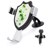 Jubonexis Watercolor Multiple Four-leaf Clovers Cluster Car Phone Holder Mount Triangle Clip Base Air Vent Cell Phone Car Mount Automotive Accessories for 4-6 Inches Cell Smartphones