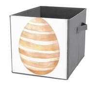 Jubonexis Watercolor Pastel Beige Muted Striped Easter Egg Cube Storage Bins Storage Cubes Foldable Decorative Fabric Storage Baskets Home Organizers with Handles for Shelves,Closet, 27x27 CM