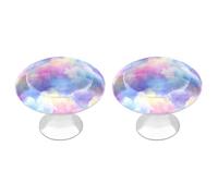 Jubonexis Watercolor Pastel Colors Soft Blue Pink Lavender Purple Round Drawer Cabinet Knobs Handles with Screws,2 Pcs, Drawer Dresser Knob Pulls Decor for Wardrobe Cupboard Home Office Kitchen