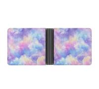 Jubonexis Watercolor Pastel Colors Soft Blue Pink Lavender Purple Soft PU Leather Bifold Wallet, Coin Purse Credit Pass Case, Durable Card-Holder Slim Billfold for Men Woman Money Storage