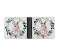 Jubonexis Watercolor Pastel Easter Wreath with A Bunny Soft PU Leather Bifold Wallet, Coin Purse Credit Pass Case, Durable Card-Holder Slim Billfold for Men Woman Money Storage
