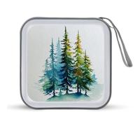 Jubonexis Watercolor Pine Trees Abstract CD Case DVD Storage Case Portable for Car Home Travel