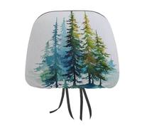 Jubonexis Watercolor Pine Trees Abstract Printed Car Headrest Cover,2 Pieces, Elastic Comfort Head Rest Cover for Women Men, Universal Fits Most Cars Van SUV Truck, Car Interior Decor Accessories