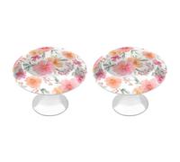 Jubonexis Watercolor Pink and Peach Floral Pattern Round Drawer Cabinet Knobs Handles with Screws,2 Pcs, Drawer Dresser Knob Pulls Decor for Wardrobe Cupboard Home Office Kitchen