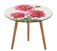 Jubonexis Watercolor Pink Dahlia Flowers Round Tablecloth,Waterproof Elastic Fitted Table Covers for Picnic Camping Dining 130 Cm