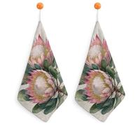 Jubonexis Watercolor Pink Flowers Small Hand Towel with Hanging Loop 2 PCS Absorbent Soft Wash Cloth for Kitchen Bathroom