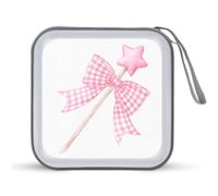 Jubonexis Watercolor Pink Magic Wand with Bow CD Case DVD Storage Case Portable for Car Home Travel