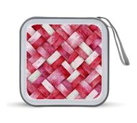 Jubonexis Watercolor Pink Woven Fabric with Braided Textures CD Case DVD Storage Case Portable for Car Home Travel