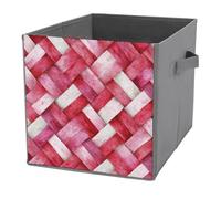 Jubonexis Watercolor Pink Woven Fabric with Braided Textures Cube Storage Bins Storage Cubes Foldable Decorative Fabric Storage Baskets Home Organizers with Handles for Shelves,Closet, 27x27 CM