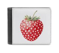Jubonexis Watercolor Polka Dot Red Strawberry Boho Soft PU Leather Bifold Wallet, Coin Purse Credit Pass Case, Durable Card-Holder Slim Billfold for Men Woman Money Storage
