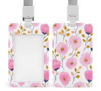 Jubonexis Watercolor Poppy Flowers ID Badge Holder Retractable Clip Card Holder Card Protector Name Badge Name Tag for Work Office Doctor Nurse