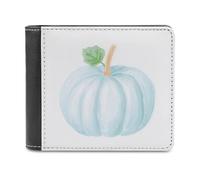 Jubonexis Watercolor Pumpkin Mint Green Stem Soft PU Leather Bifold Wallet, Coin Purse Credit Pass Case, Durable Card-Holder Slim Billfold for Men Woman Money Storage