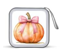 Jubonexis Watercolor Pumpkin with Pink Bow CD Case DVD Storage Case Portable