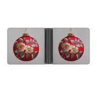 Jubonexis Watercolor Red Christmas Ornament Floral Pattern Soft PU Leather Bifold Wallet, Coin Purse Credit Pass Case, Durable Card-Holder Slim Billfold for Men Woman Money Storage