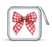 Jubonexis Watercolor Red White Bow CD Case DVD Storage Case Portable for Car Home Travel