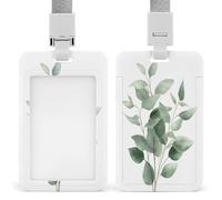 Jubonexis Watercolor Simple Slender Eucalyptus Leaves ID Badge Holder Retractable Clip Card Holder Card Protector Name Badge Name Tag for Work Office Doctor Nurse