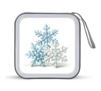 Jubonexis Watercolor Snowflakes in Soft Blue CD Case DVD Storage Case Portable for Car Home Travel