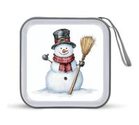 Jubonexis Watercolor Snowman Wearing A Hat CD Case DVD Storage Case Portable