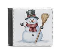 Jubonexis Watercolor Snowman Wearing A Hat Soft PU Leather Bifold Wallet, Coin Purse Credit Pass Case, Durable Card-Holder Slim Billfold for Men Woman Money Storage