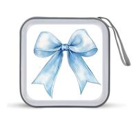 Jubonexis Watercolor Soft Blue Ribbon Bow CD Case DVD Storage Case Portable for Car Home Travel